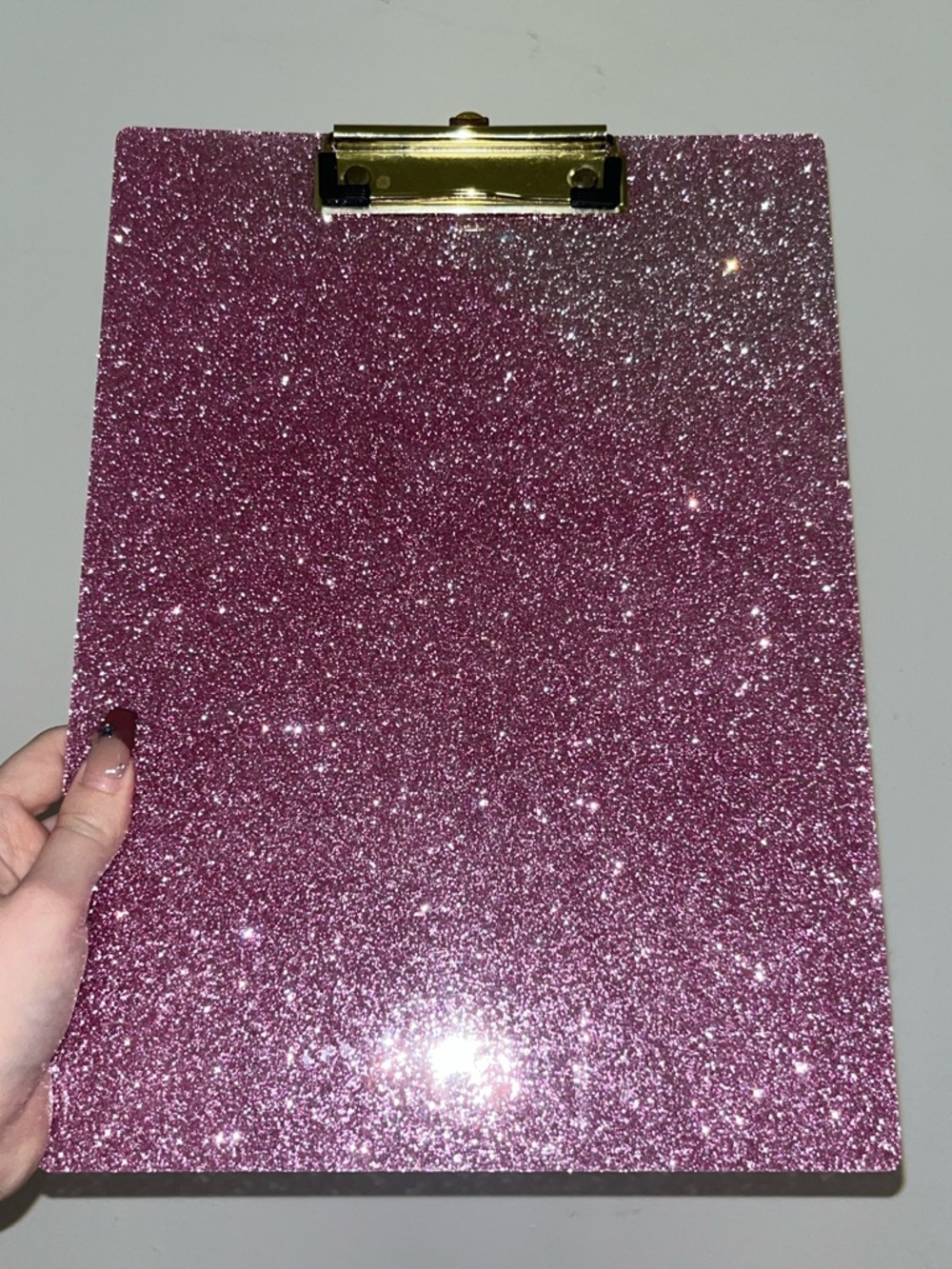 Glitter Pink Clipboard with Gold Clip